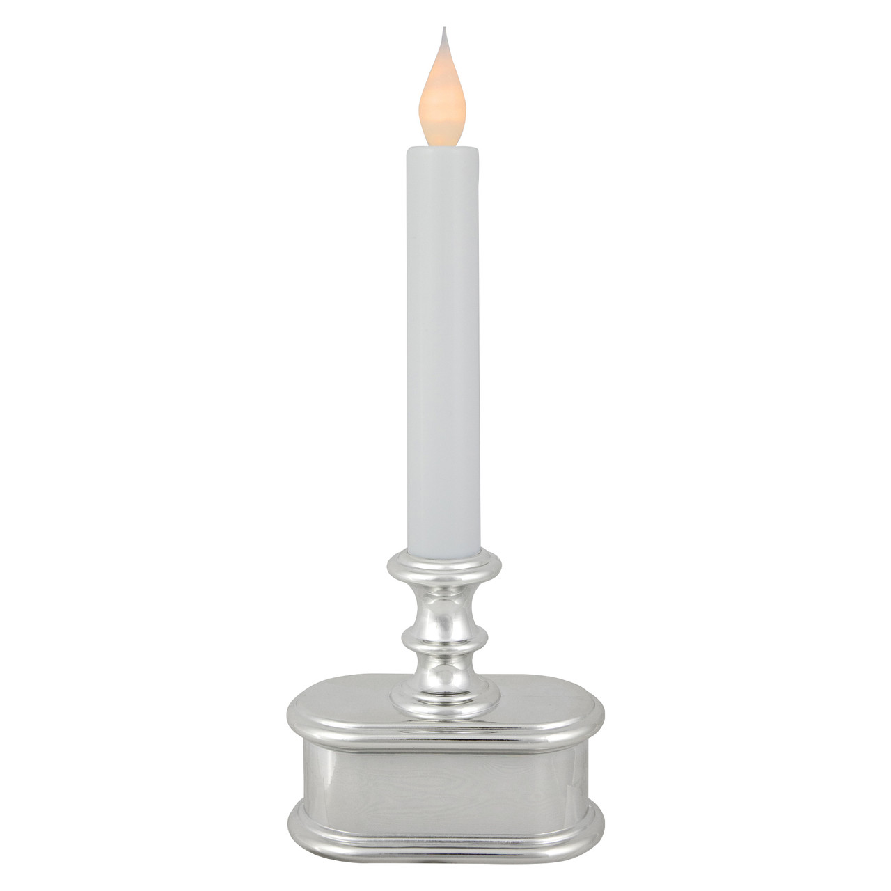 9.25" Pre-Lit LED White and Silver Lighted Christmas Candle Lamp
