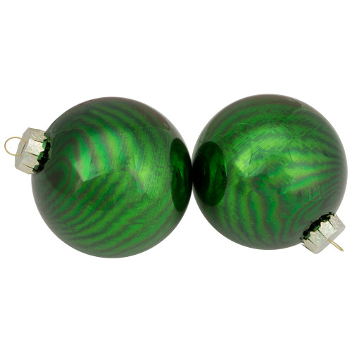 4ct Green 2-Finish Glass Ball Christmas Ornaments 4"