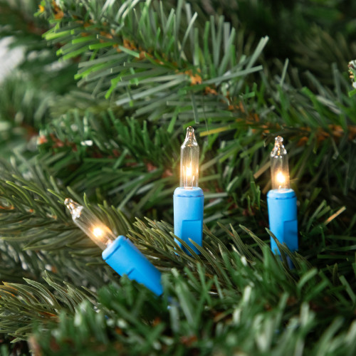 Mini Christmas Commercial Light Set - Clear - 60' Blue Wire - 100ct