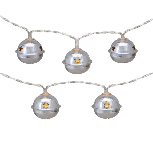 10-Count LED Silver Christmas Bells Fairy Lights, 5.5ft, Copper Wire