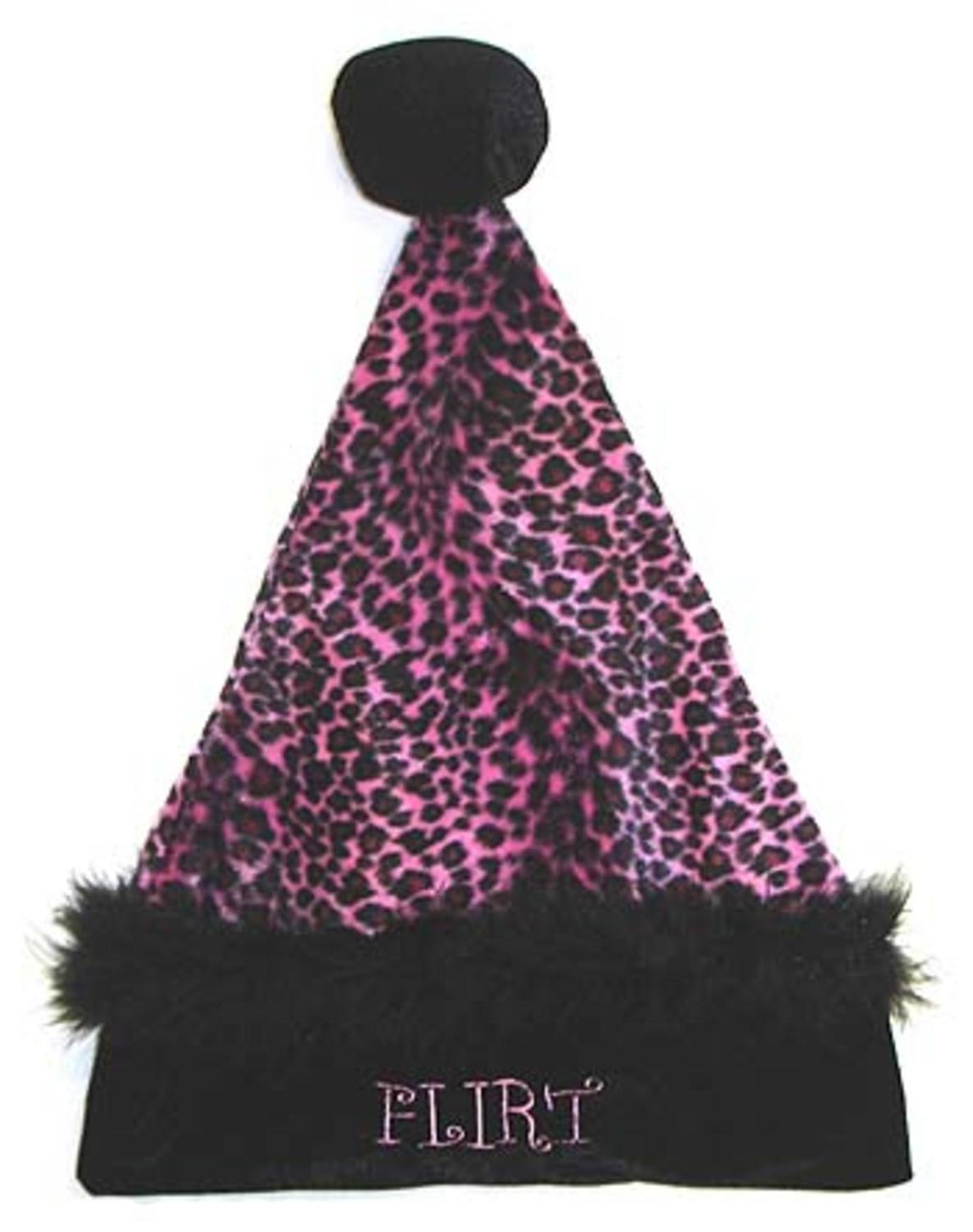 Pink and Black Leopard Unisex Adult Christmas Hat Costume Accessory - Medium