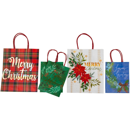 20-Count Assorted Christmas Themed Paper Gift Bags