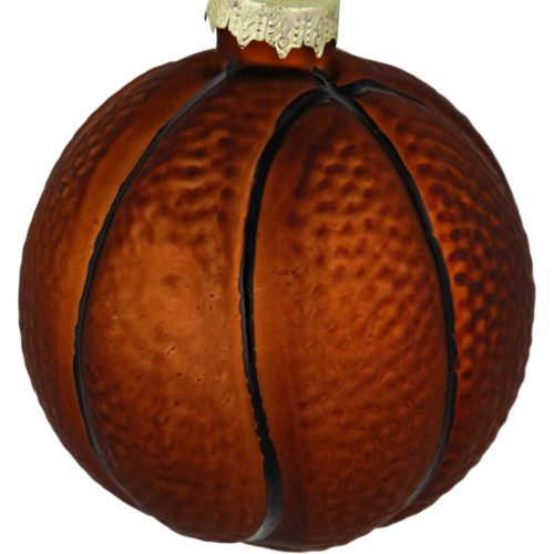 3.5" Orange and Black Basketball Glass Christmas Hanging Ornament