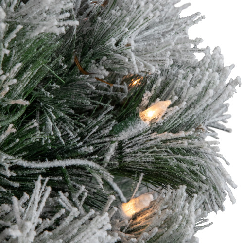 Pre-Lit Snowy Bristle Pine Artificial Christmas Tree - 4.5' - Clear Lights