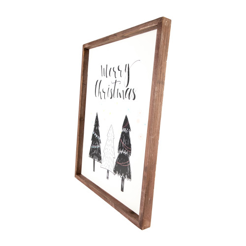 19.5" Merry Christmas with Holiday Trees Wall Sign