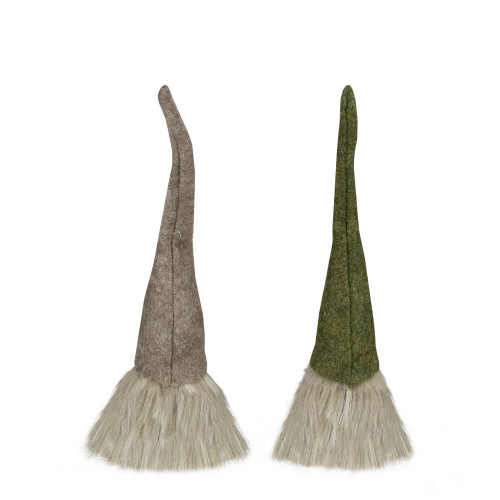 Christmas Gnome with Pointy Hat Figures - 10.5" - Green and Brown - Set of 2