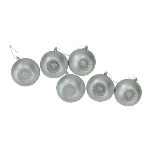 6ct Silver Shatterproof Matte Retro Reflector Christmas Ball Ornaments 4" (100mm)