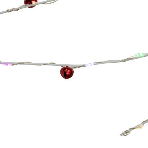 6' x 6" Pre-Lit White Christmas Garland with Red Jingle Bells, Multi-Color Lights