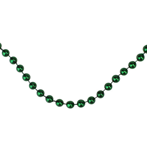15' Shiny Metallic Green Beaded Christmas Garland - Unlit