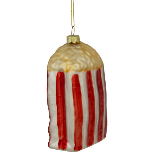 4.5" Red and White Popcorn Glass Christmas Ornament