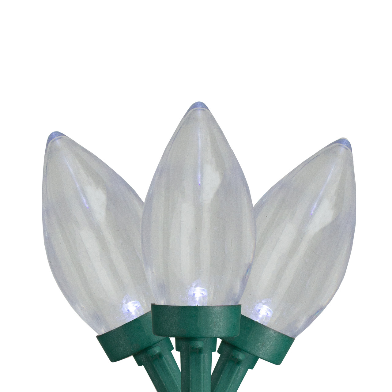 LED C9 Christmas Lights - Pure White - 20.25' Green Wire - 50ct
