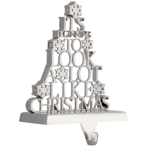 "It's Beginning to Look a Lot Like Christmas" Metal Tree Stocking Holder - 6.5"