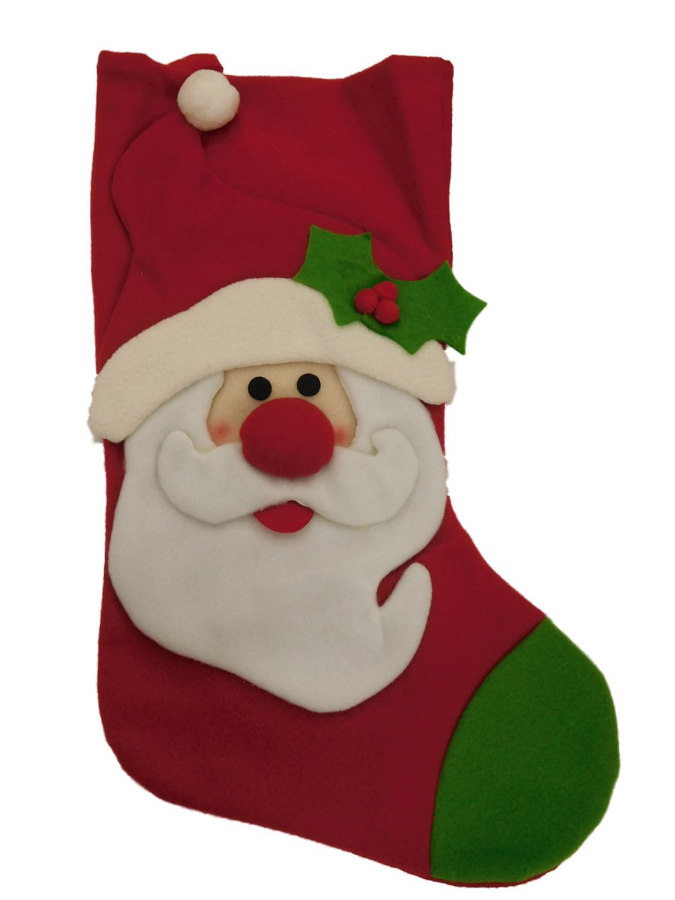 Relt Felt Santa Claus & Holly Christmas Holiday Stocking