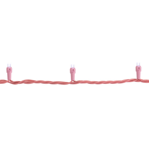100-Count Pure White LED Wide Angle Christmas Lights, 33ft Pink Wire