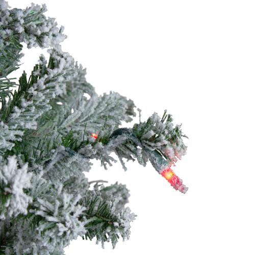 Set of 3 Pre-Lit Flocked Alpine Artificial Christmas Trees 5' - Multi Lights