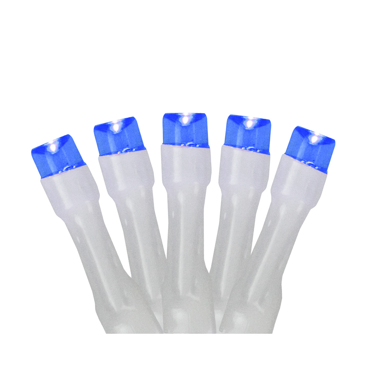 Battery Operated LED Christmas Lights - Blue - 9.5' White Wire - 20ct