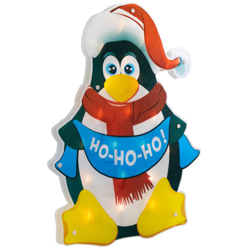 17.5" Lighted Penguin Christmas Window Silhouette