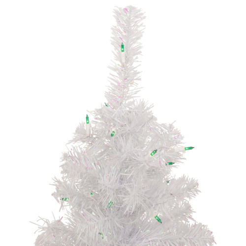 2' Lighted Rockport White Pine Artificial Christmas Tree, Green Lights