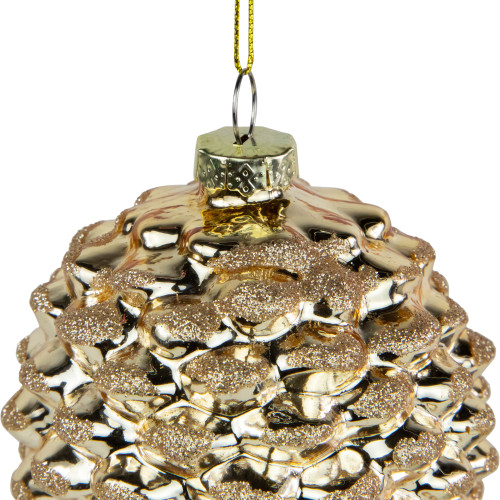 7.25" Gold Pinecone Glass Christmas Ornament