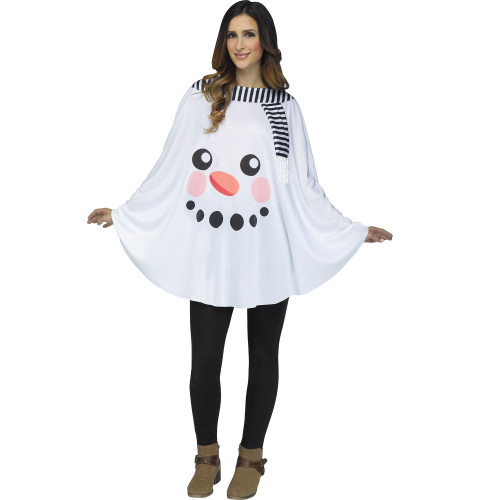 Adult One Size Snowman Christmas Poncho