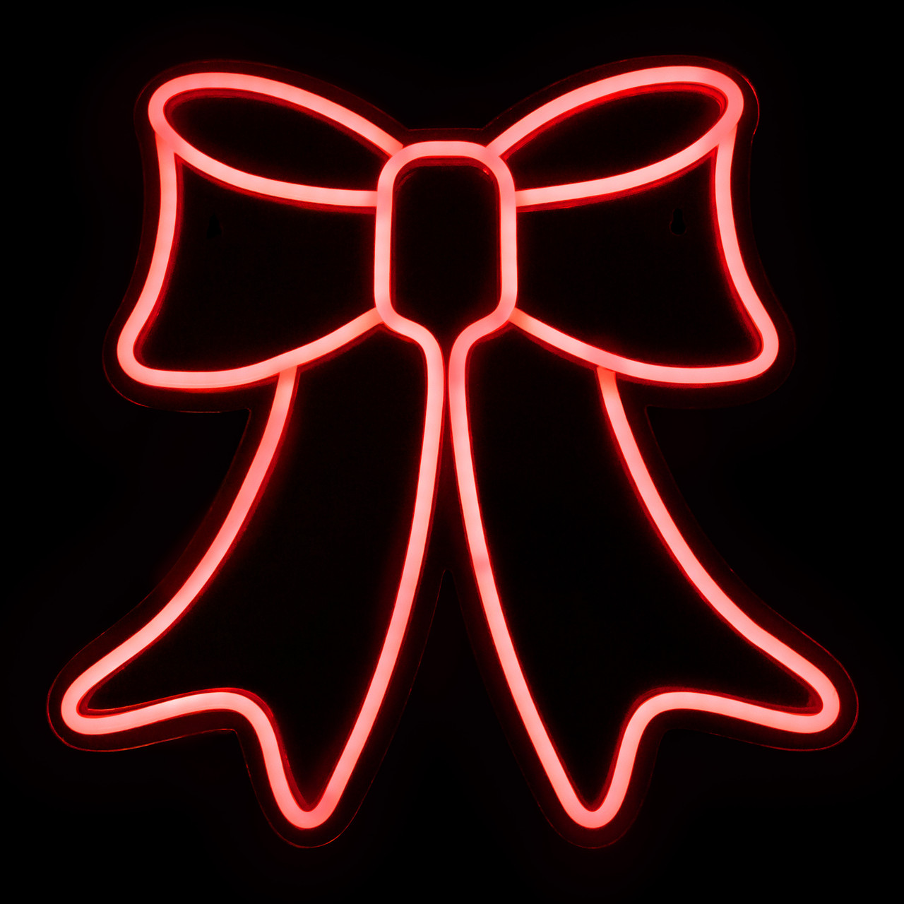 15" Red LED Lighted Neon Style Bow Christmas Window Silhouette