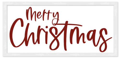 Red and White Merry Christmas 9.5" x 18.5" Framed Christmas Wall Decor Art Print Sign Poster in a Natural Wooden Frame with UV Acrylic and Hangers