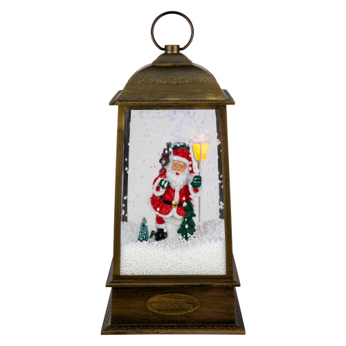 LED Lighted Snowing and Musical Santa Christmas Lantern - 13.5"
