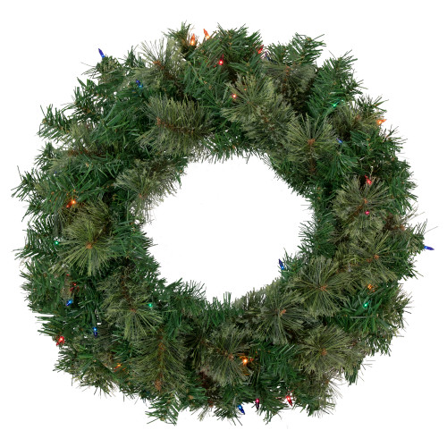 Pre-Lit Oregon Cashmere Pine Artificial Christmas Wreath, 24-Inch, Multi Lights