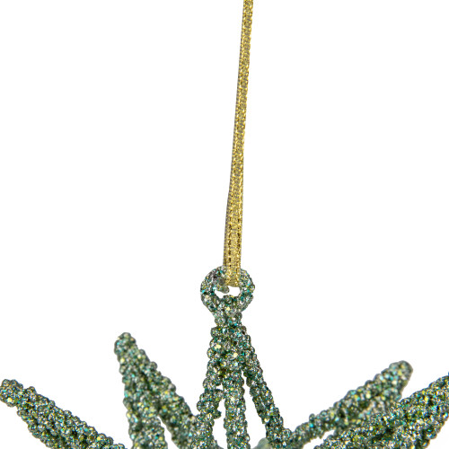 6.5" Green 3-D Glittered Star Christmas Ornament