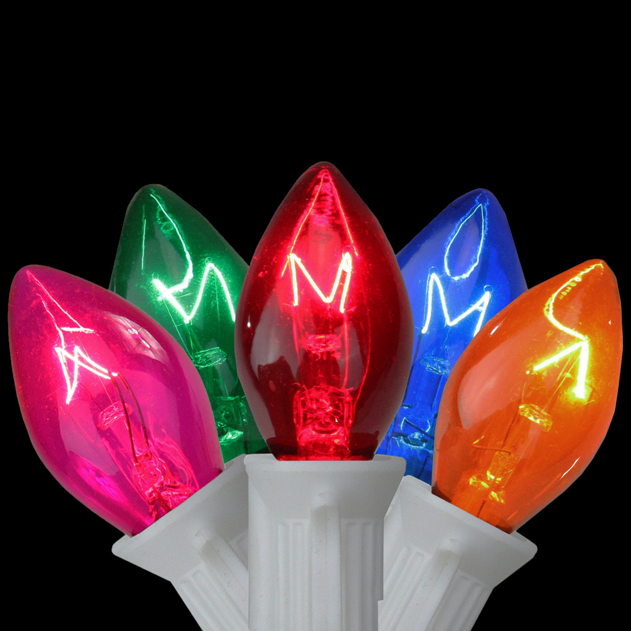 25 Count Multi Color C7 Christmas Lights, 24ft White Wire