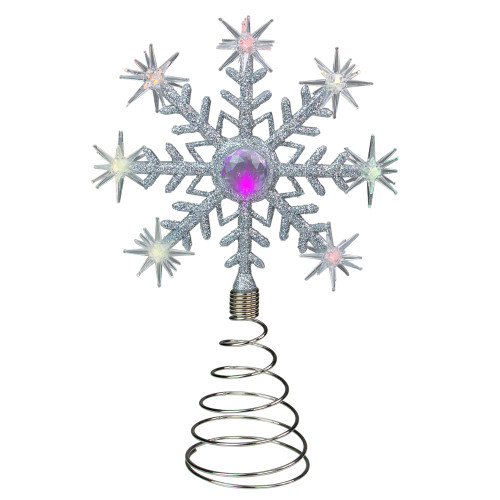 11" LED Lighted Coloring Changing Twinkling Snowflake Christmas Tree Topper