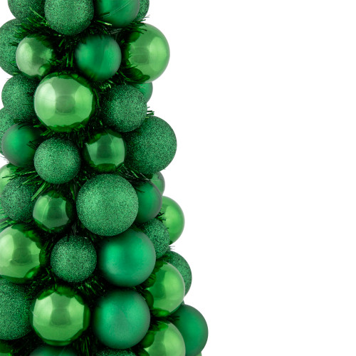 3-Finish Shatterproof Ball Christmas Tree with Tinsel - 15.75" - Green