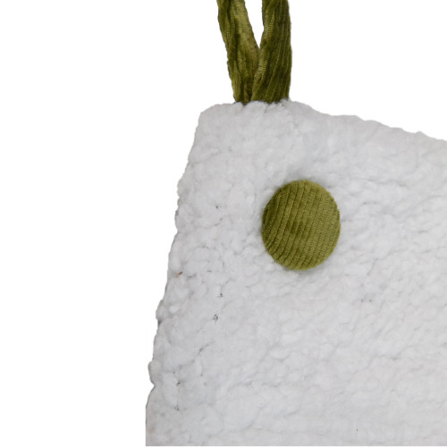 20.5-Inch Green and White Corduroy Christmas Stocking