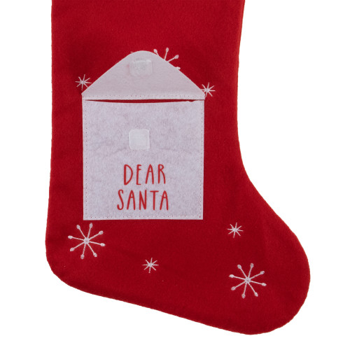 19" Red and White "Dear Santa" Envelope Christmas Stocking