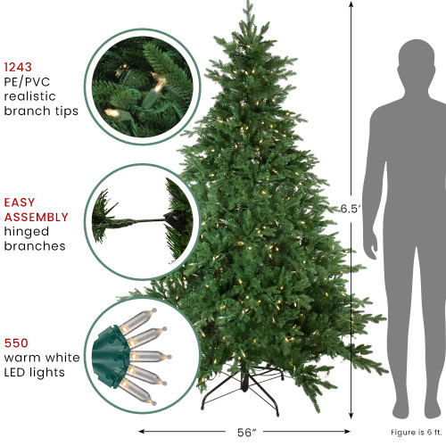Real Touch?? Pre-Lit Full Minnesota Balsam Fir Artificial Christmas Tree - 6.5' - Warm White LED