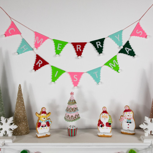 45" Multi "Merry Christmas" Triangles Banner Garland - Unlit