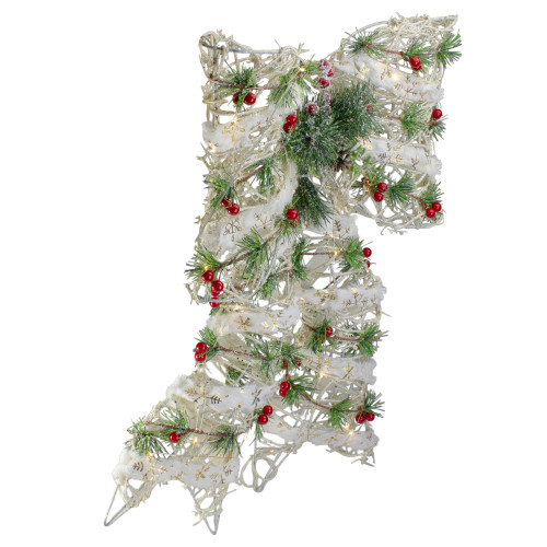20" White Rattan Berry and Pinecone Christmas Bow