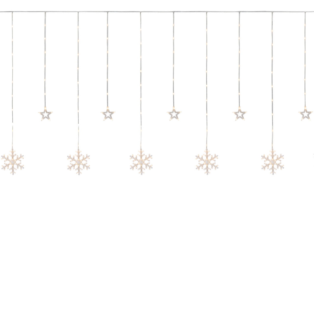 B/O Star and Snowflake Window Curtain Christmas Lights - Clear LED - 5.75' - Clear Wire - 250ct