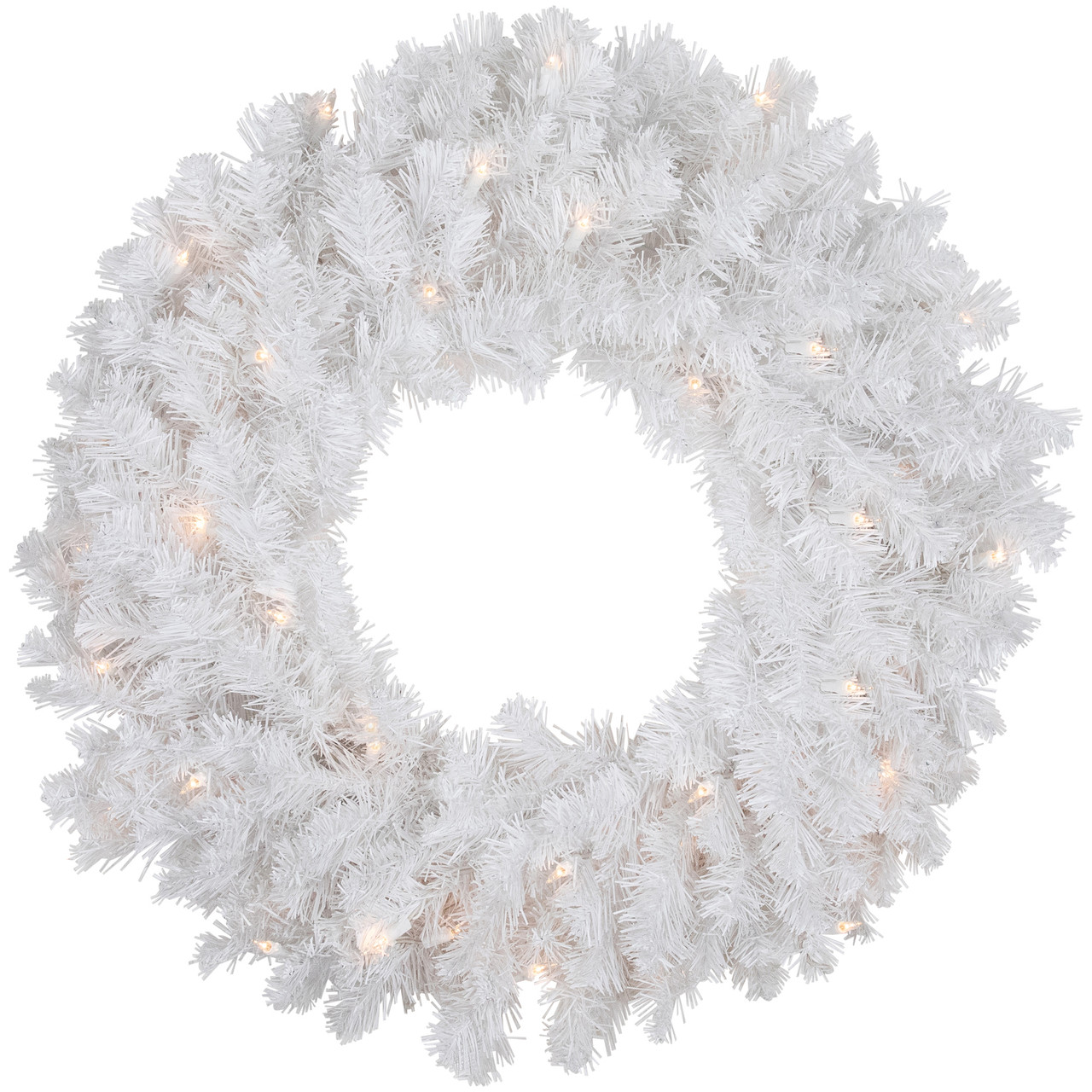 Pre-Lit Snow White Artificial Christmas Wreath - 24" - Clear Lights