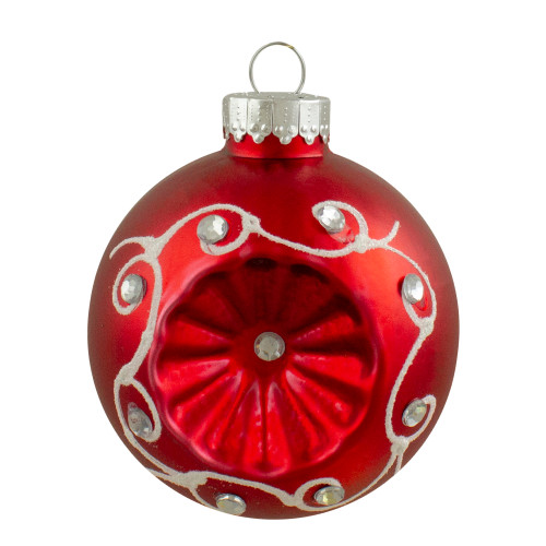 6ct Red and Silver Retro Reflector Matte Glass Christmas Ball Ornament Set 3.25" (82mm)