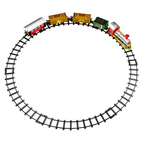 16-Piece Battery Operated Lighted and Animated Christmas Express Train Set with Sound