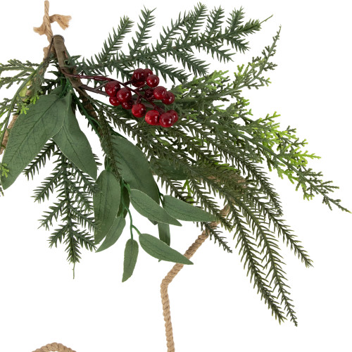 11" Mixed Foliage and Berries Star Hanging Christmas Tree Ornament