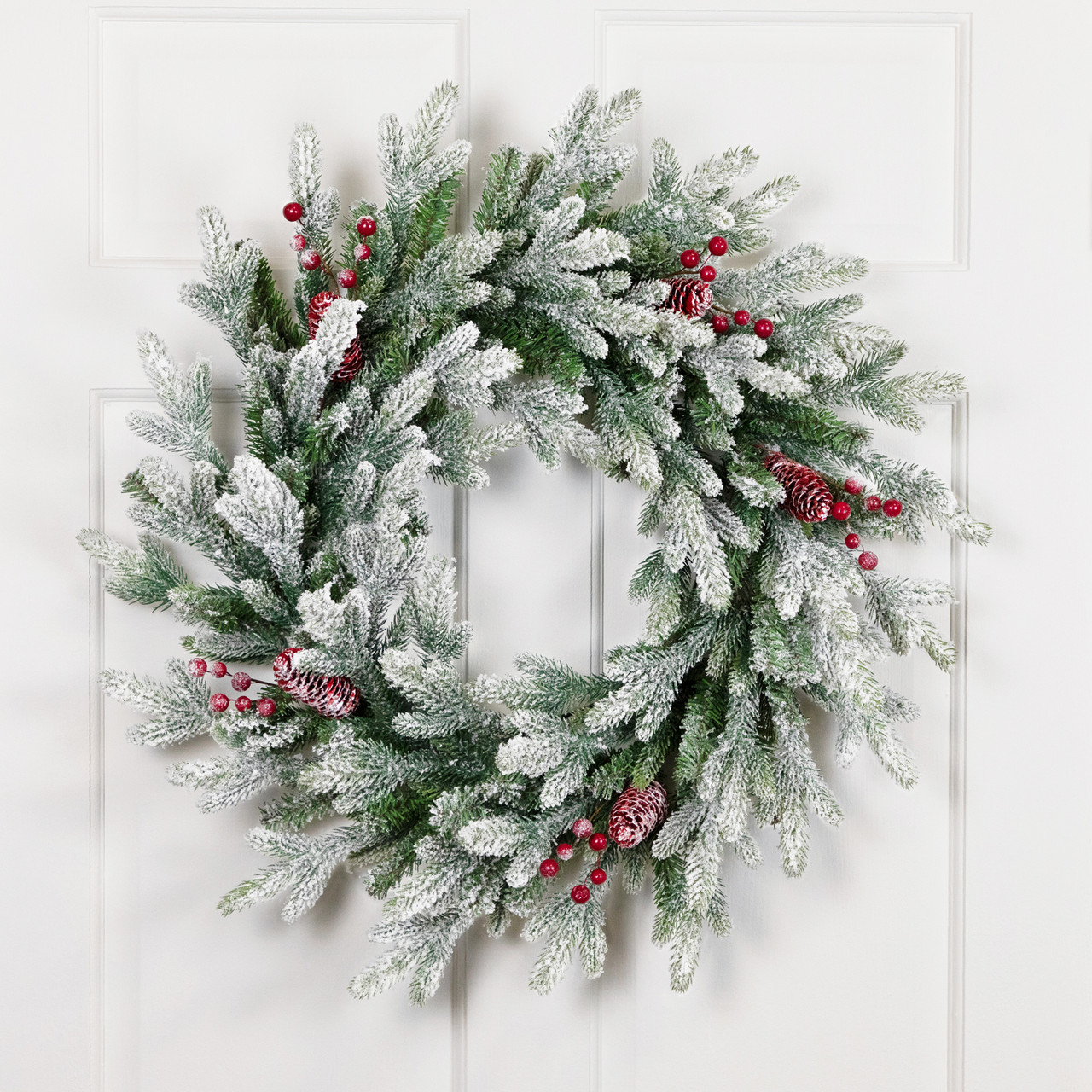 Real Touch?? Flocked Snowcap Grove Fir Artificial Christmas Wreath - 24" - Unlit