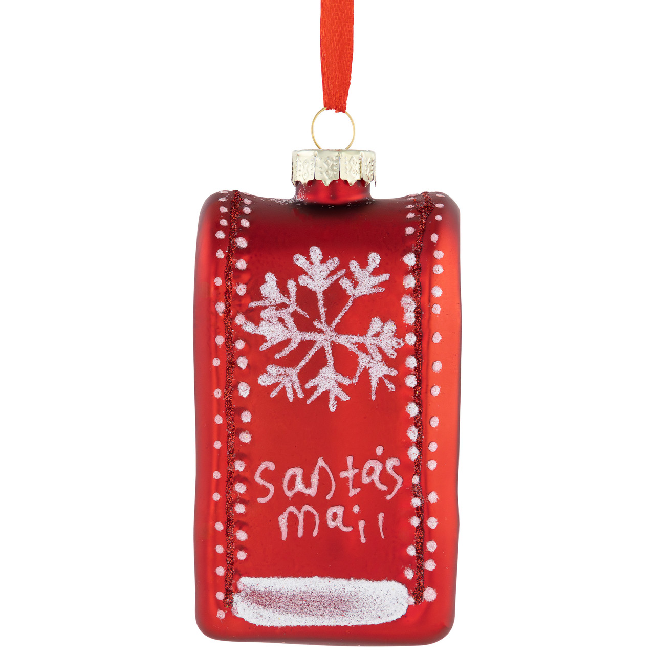 4" Red Santa's Mailbox Glass Christmas Ornament