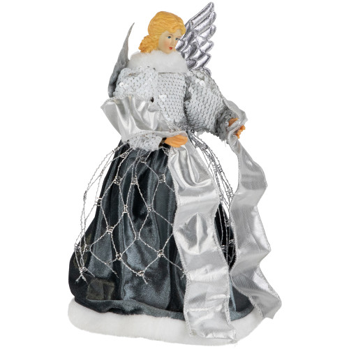 Sequined Angel with Wings Christmas Tree Topper Unlit - 12"