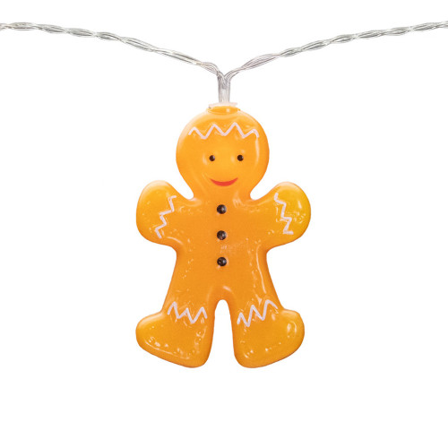 10-Count LED Orange Gingerbread Men Christmas Fairy Lights, 4ft, Copper Wire