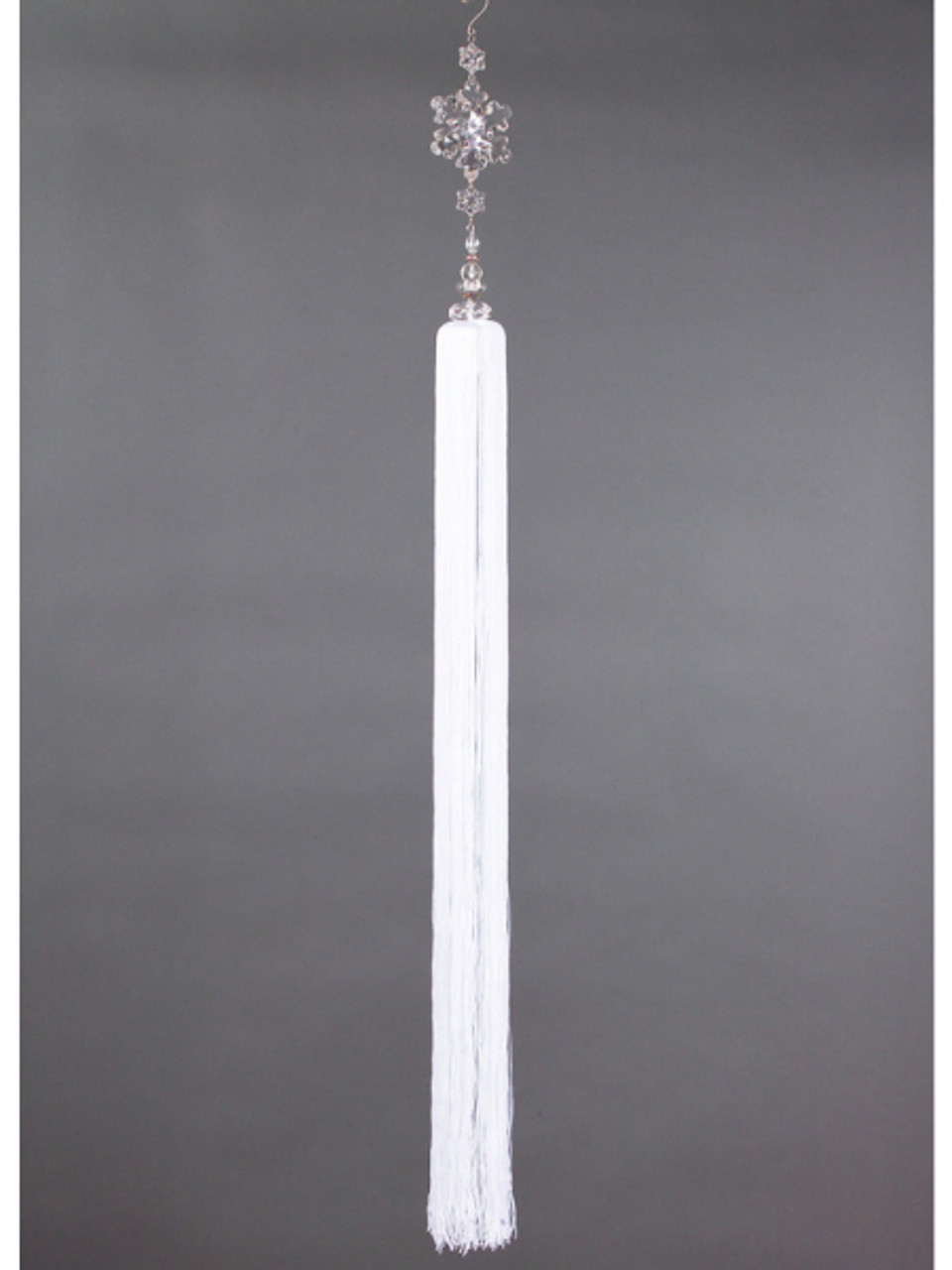 42" Clear and White Snow Drift Exquisite Crystal Snowflakes with Tassel Christmas Ornament