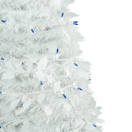 4' Pre-Lit White Tinsel Pop-Up Artificial Christmas Tree, Blue Lights