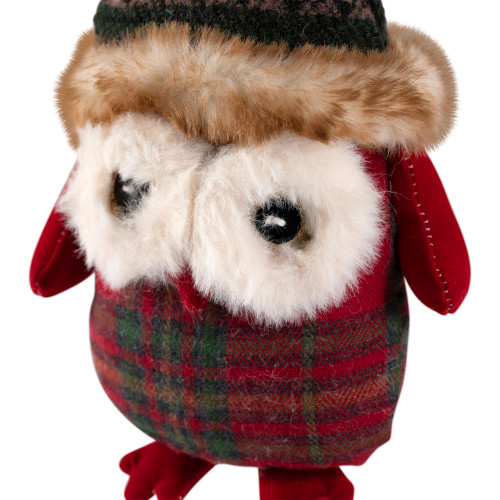 Plush Baby Owl in Plaid Christmas Ornament - 7"