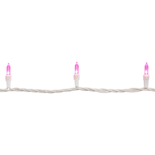 50 LED Pink Mini Christmas Lights - 16.25 ft White Wire
